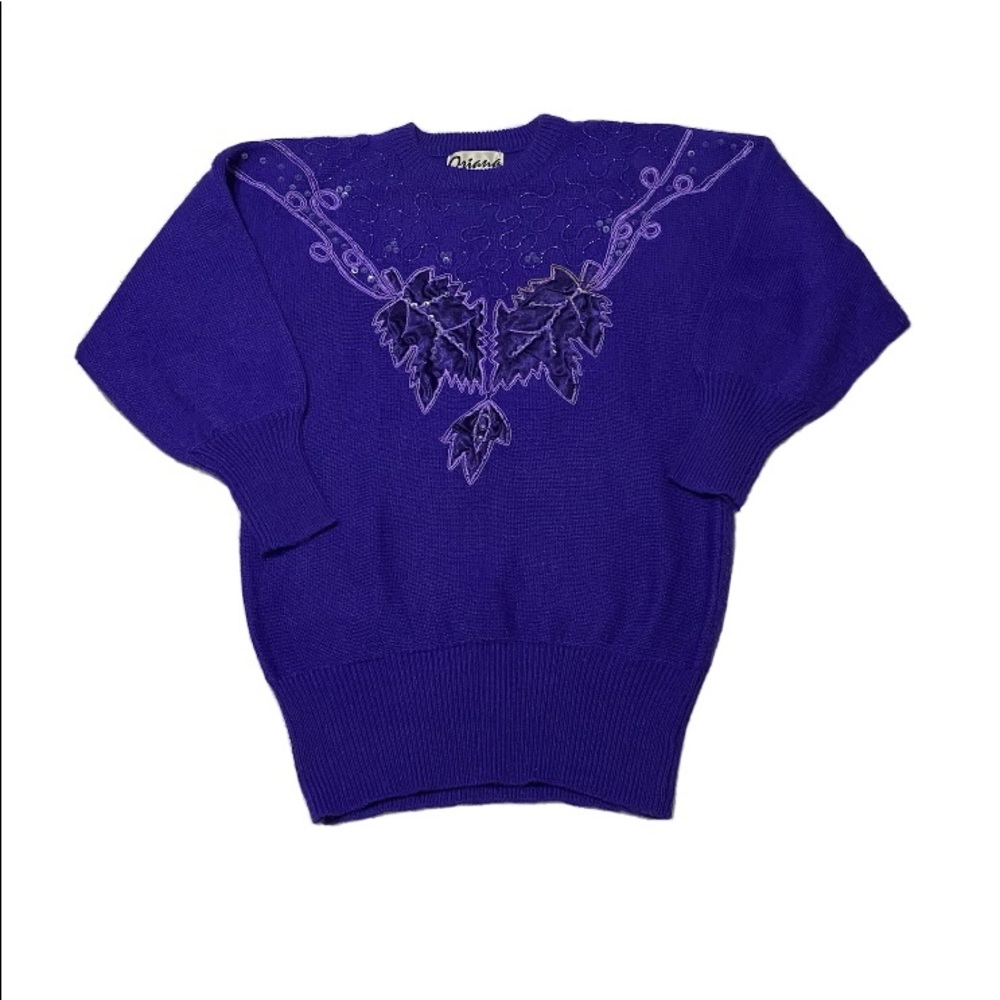 Purple Embroidered Knitted Sweater